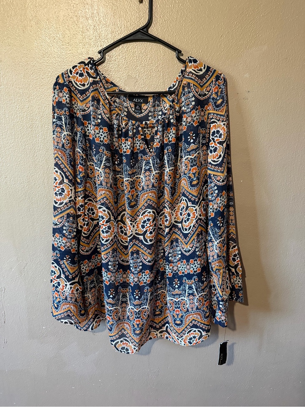 ALYX Navy Floral Paisley Tunic Top